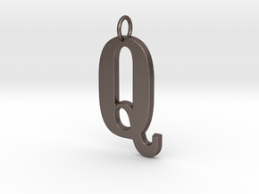 Q Pendant in Polished Bronzed Silver Steel
