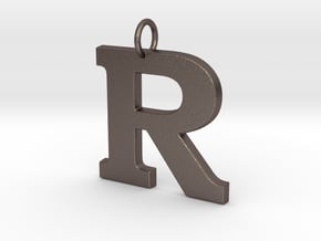 R Pendant in Polished Bronzed Silver Steel
