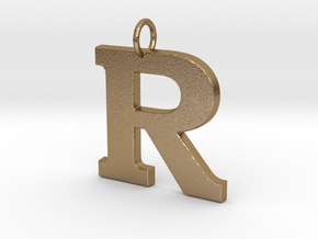 R Pendant in Polished Gold Steel
