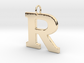 R Pendant in 14k Gold Plated Brass