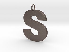 S Pendant in Polished Bronzed Silver Steel
