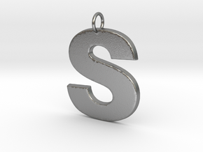 S Pendant in Natural Silver