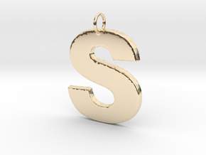 S Pendant in 14k Gold Plated Brass