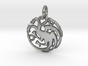 Targaryen Sigil Keychain in Natural Silver