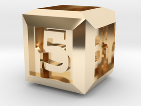 Sci-fi Crate D6 - 16mm die in 14K Yellow Gold