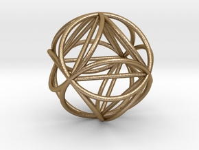 Octasphere w/ nested Octahedron 1.7" in Polished Gold Steel