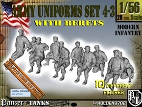 1-56 Army Modern Uniforms BERETS Set 4-3 in Tan Fine Detail Plastic