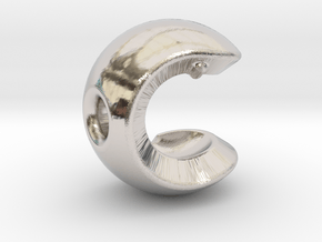 C sphere pendant half a tennis ball in Rhodium Plated Brass