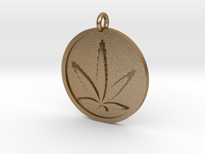 Cannabis Pendant in Polished Gold Steel