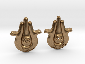 Modern Hamsa Earrings in Natural Brass