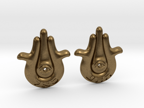 Modern Hamsa Earrings in Natural Bronze
