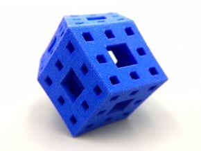 Rhombic Dodecahedron Menger Sponge in Blue Processed Versatile Plastic