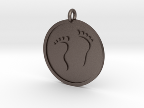 Foot Prints Pendant in Polished Bronzed Silver Steel