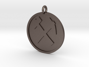 Hammer & Pick Pendant in Polished Bronzed Silver Steel