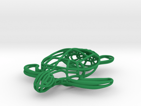 Turtle Wireframe Keychain in Green Processed Versatile Plastic