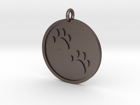 Paw Prints Pendant in Polished Bronzed Silver Steel