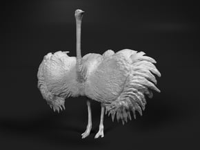 Ostrich 1:64 Wings Spread in Smooth Fine Detail Plastic