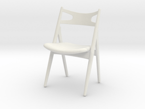 Miniature CH29 Sawbuck Chair - Hans. J. Wegner in White Natural Versatile Plastic: 1:12