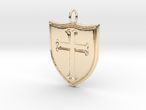 Crusader Pendant in 14k Gold Plated Brass