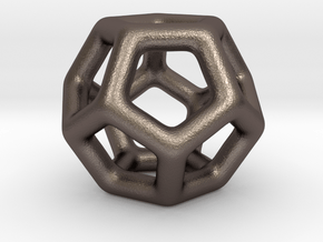 DRAW geo - sphere pentagons in Polished Bronzed Silver Steel