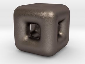 DRAW geo - cube in Polished Bronzed Silver Steel