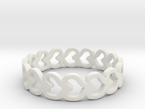 Heart Row Ring in White Natural Versatile Plastic: 6 / 51.5