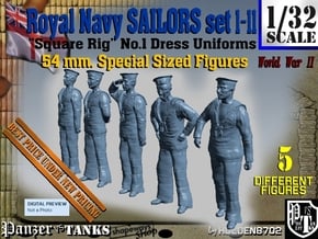 1/32 Royal Navy Sailors 54 mm. Set1-11 in Tan Fine Detail Plastic