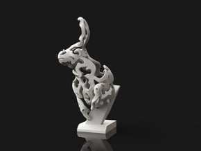 Bull sculpture in White Processed Versatile Plastic
