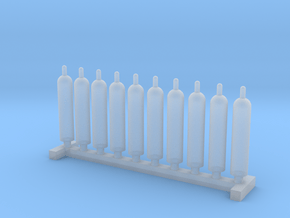 N Scale 10 Gas Cylinders in Tan Fine Detail Plastic