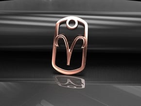 Aries Zodiac Sign Dog Tag Pendant in Polished Bronze