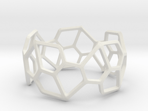 Catalan Bracelet - Pentagonal Hexecontahedron in White Natural Versatile Plastic: Small