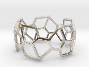 Catalan Bracelet - Pentagonal Hexecontahedron in Rhodium Plated Brass: Small