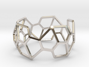 Catalan Bracelet - Pentagonal Hexecontahedron in Rhodium Plated Brass: Medium