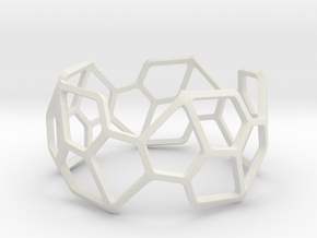 Catalan Bracelet - Pentagonal Hexecontahedron in White Natural Versatile Plastic: Medium