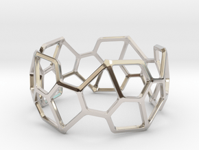 Catalan Bracelet - Pentagonal Hexecontahedron in Rhodium Plated Brass: Large