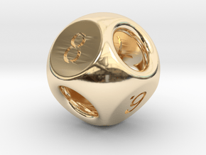 Hidden Odd Numbers D8 Dice in 14k Gold Plated Brass