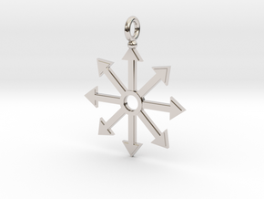 Chaos star pendant in Rhodium Plated Brass