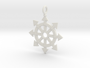 Chaos star wheel pendant in White Natural Versatile Plastic