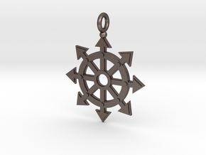 Chaos star wheel pendant in Polished Bronzed Silver Steel