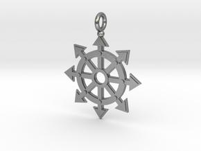 Chaos star wheel pendant in Natural Silver