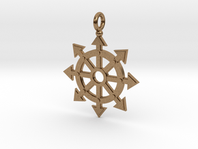 Chaos star wheel pendant in Natural Brass