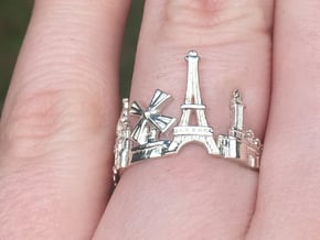 Paris Skyline - Cityscape Ring in Polished Silver: 9 / 59