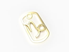Capricorn Zodiac Sign Dog Tag in 18k Gold Plated Brass