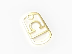 Libra Zodiac Sign Dog Tag Pendant in 18k Gold Plated Brass