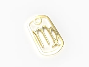 Virgo Zodiac Sign Dog Tag Pendant in 18k Gold Plated Brass