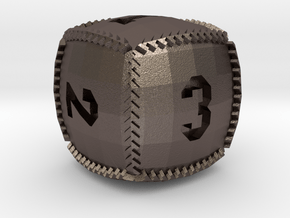 Baseball D6 in Polished Bronzed Silver Steel