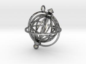 Spinning Globe Pendant in Polished Silver (Interlocking Parts): Large