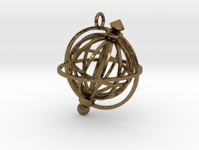 Spinning Globe Pendant in Polished Bronze (Interlocking Parts): Large