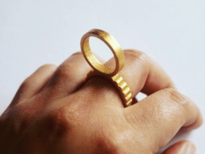 Double Ring Size 6 in Polished Gold Steel