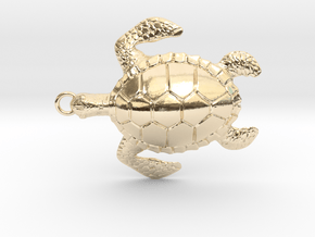 Pendant Turtle01 in 14k Gold Plated Brass